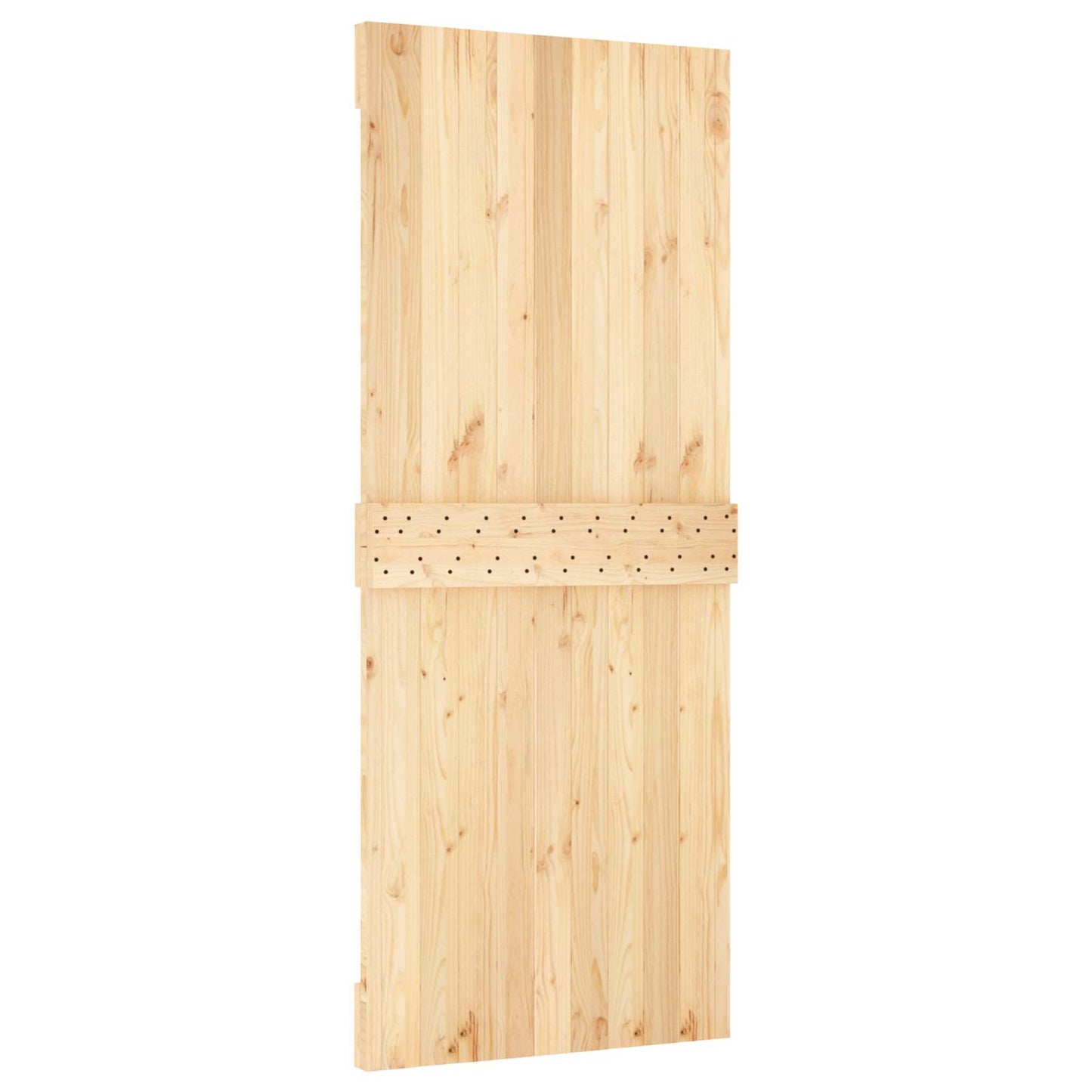 Sliding Door Natural and Black 85 x 210 cm Solid Pine Wood