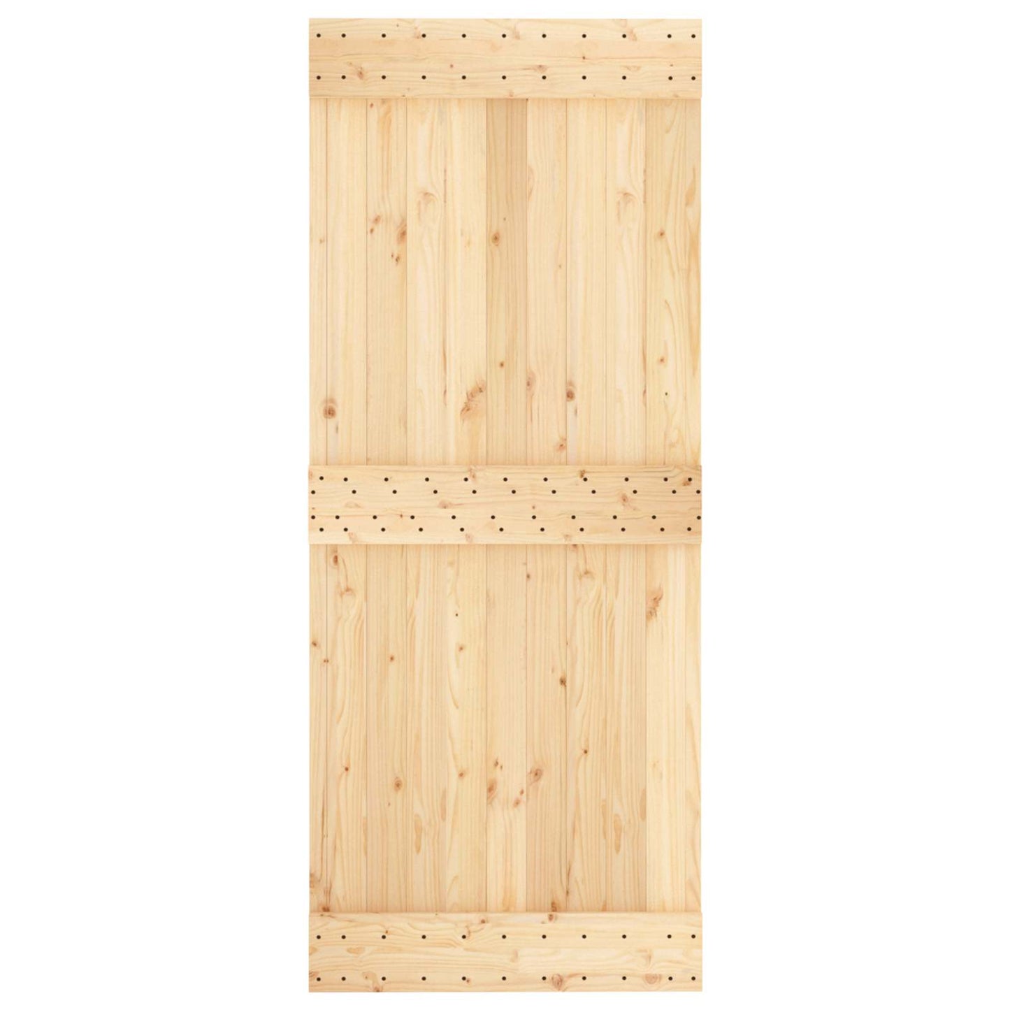 Sliding Door Natural and Black 85 x 210 cm Solid Pine Wood