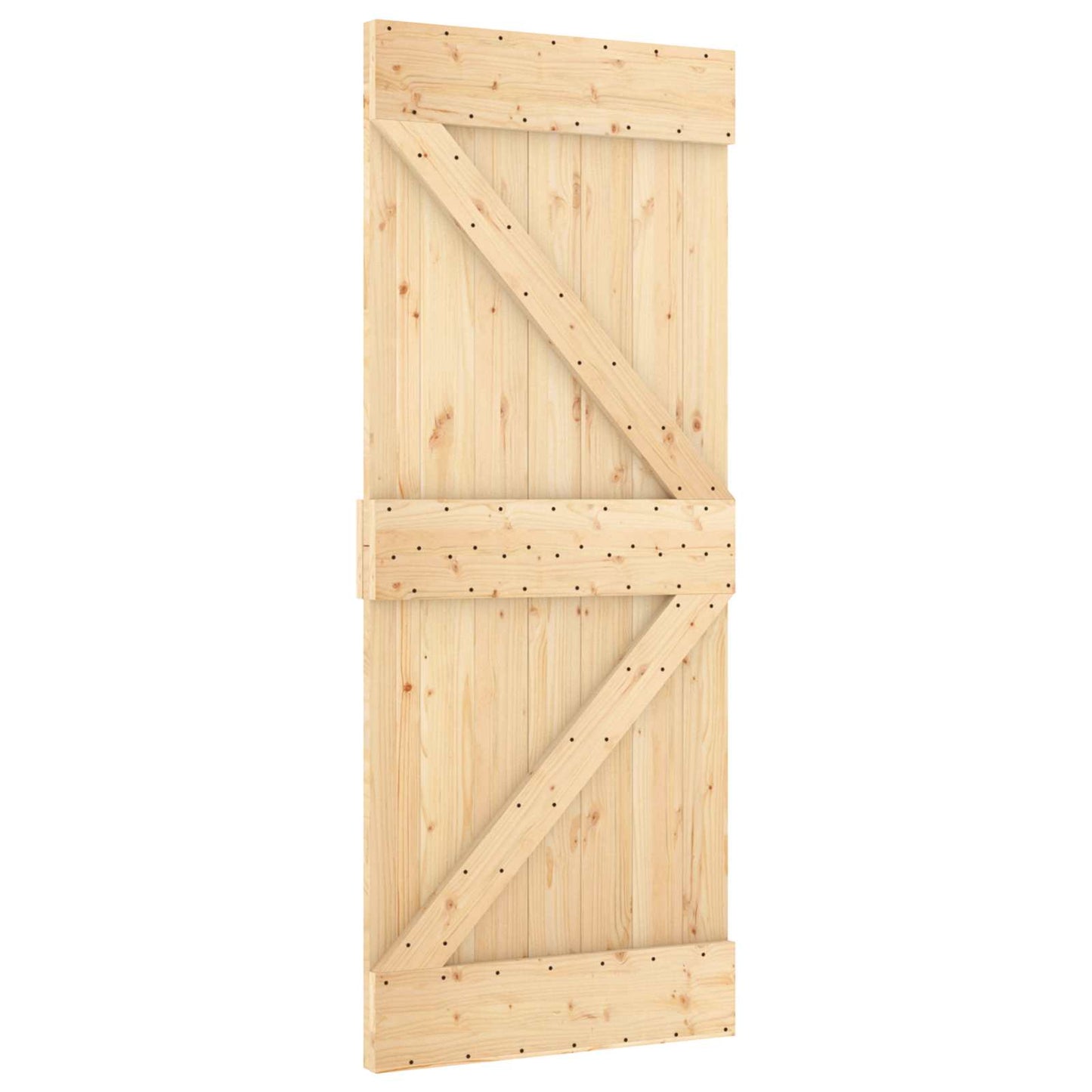 Sliding Door Natural and Black 85 x 210 cm Solid Pine Wood