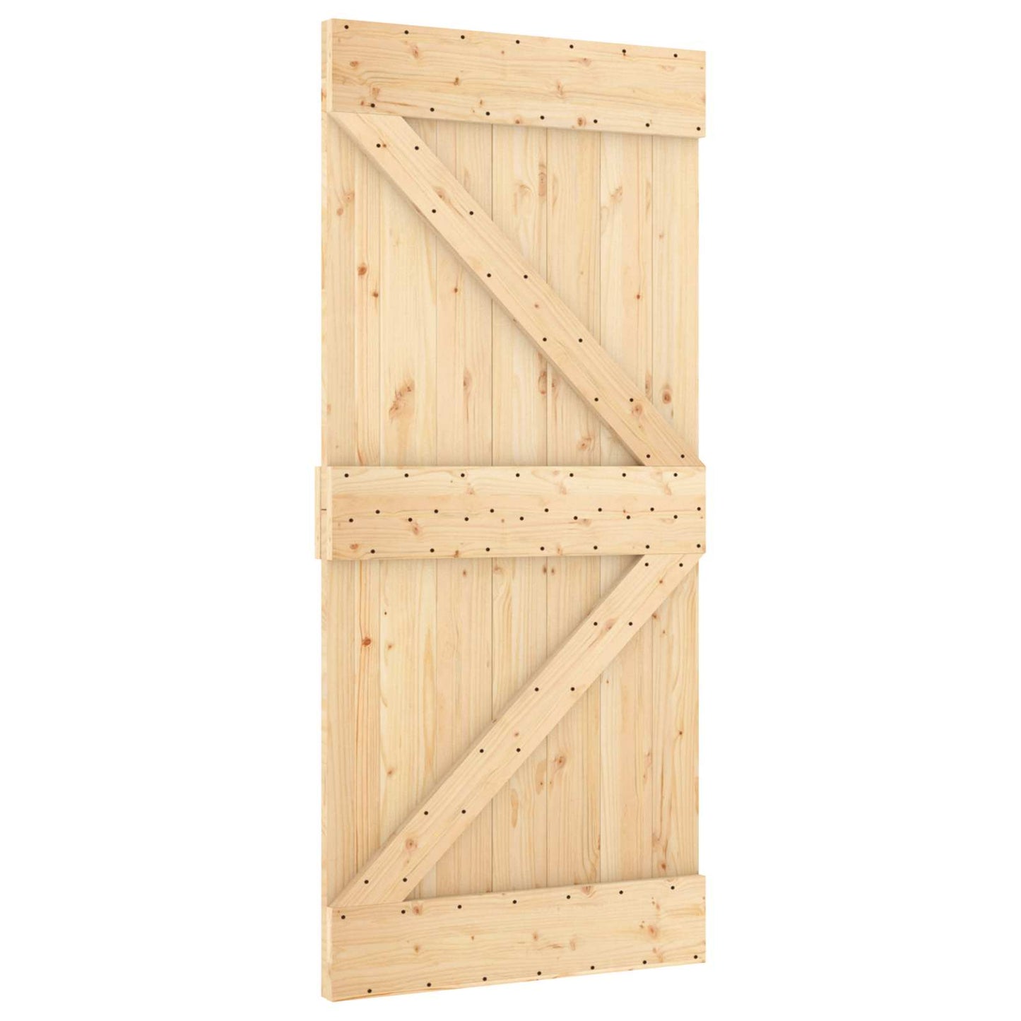 Sliding Door Natural and Black 95 x 210 cm Solid Pine Wood