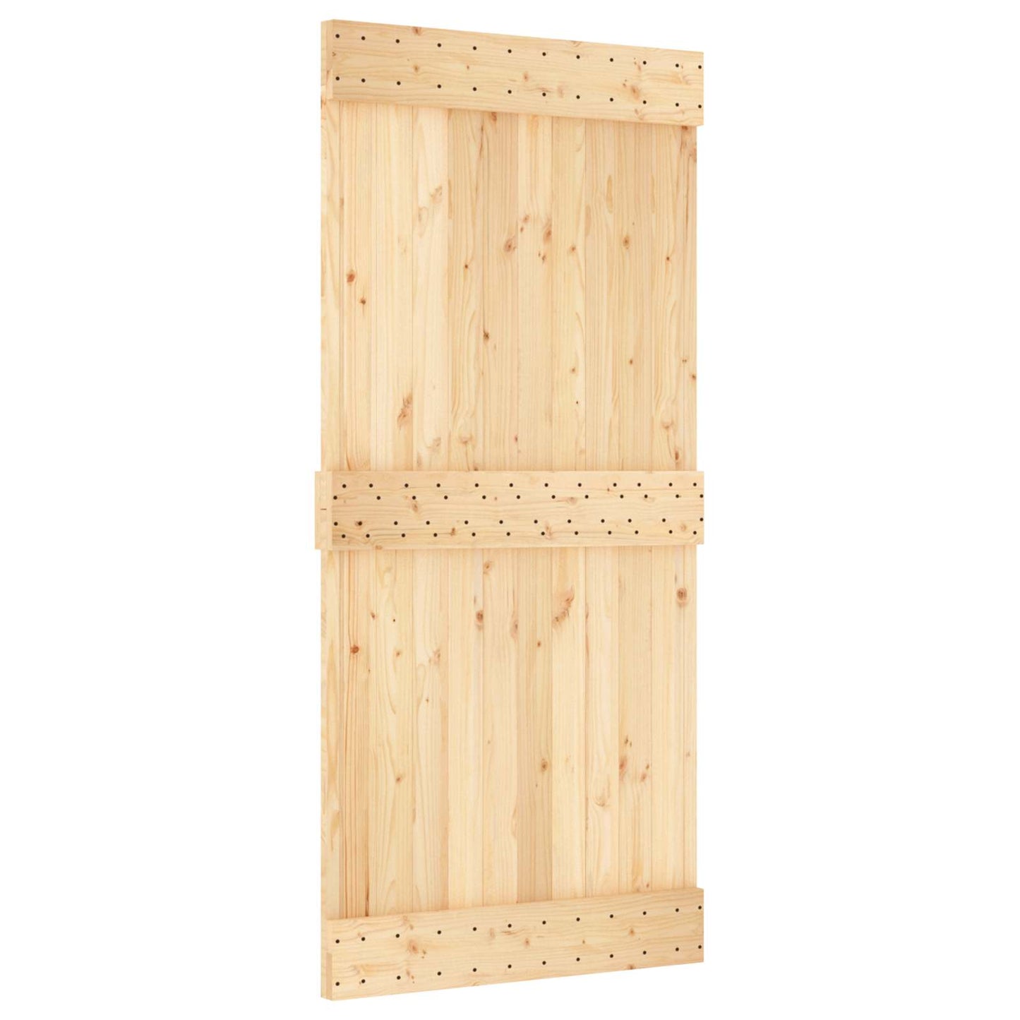 Sliding Door Natural and Black 95 x 210 cm Solid Pine Wood
