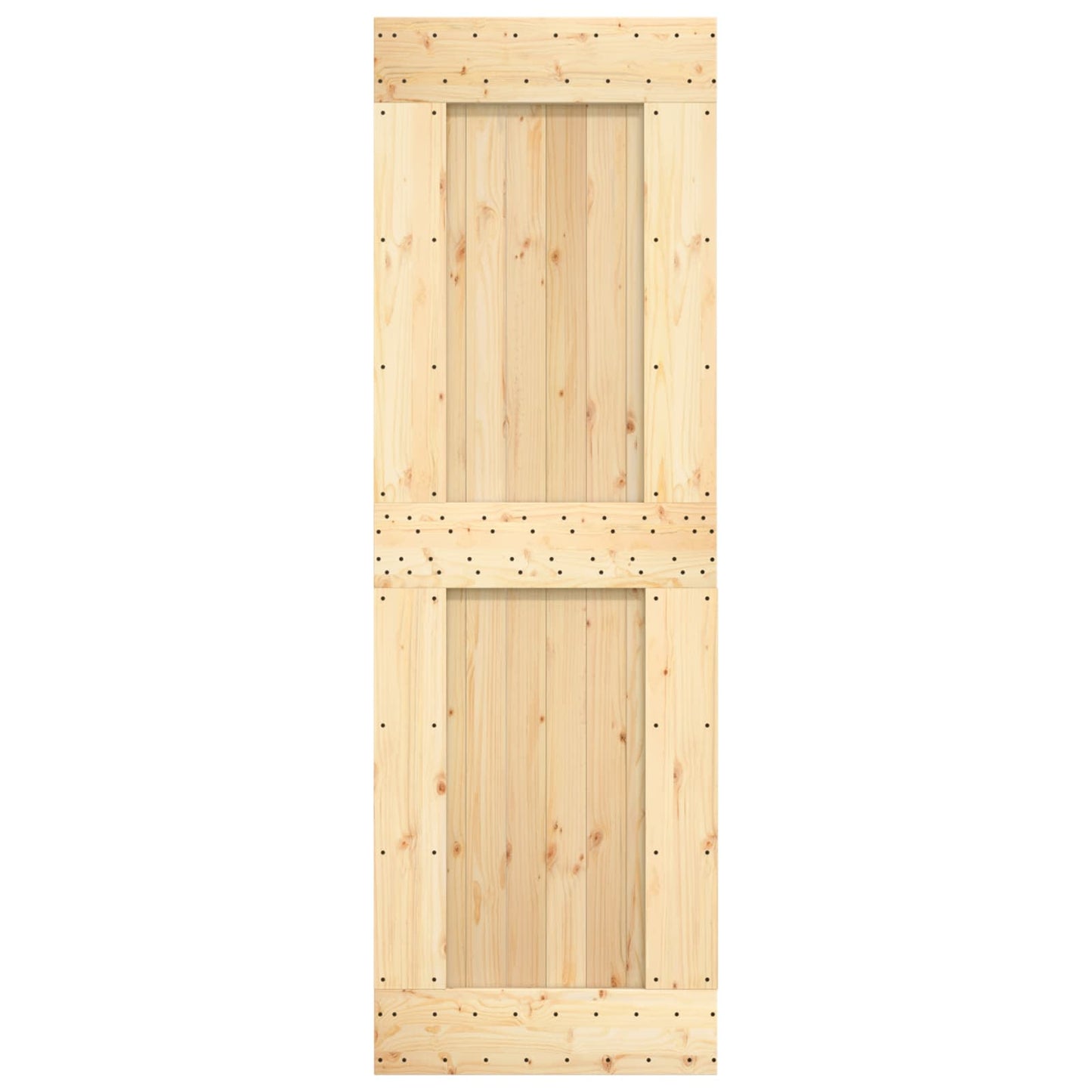 Sliding Door Natural and Black 70 x 210 cm Solid Pine Wood