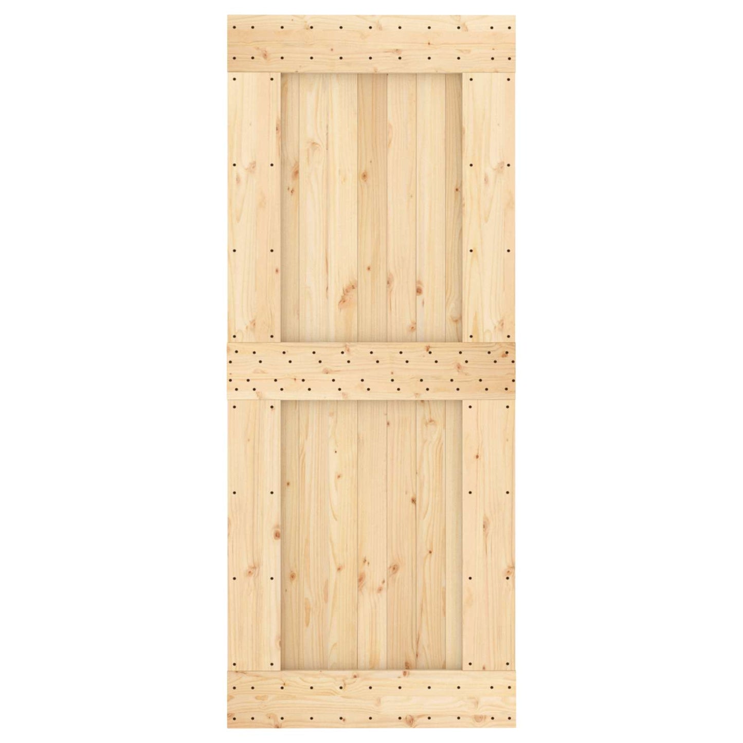 Sliding Door Natural and Black 85 x 210 cm Solid Pine Wood