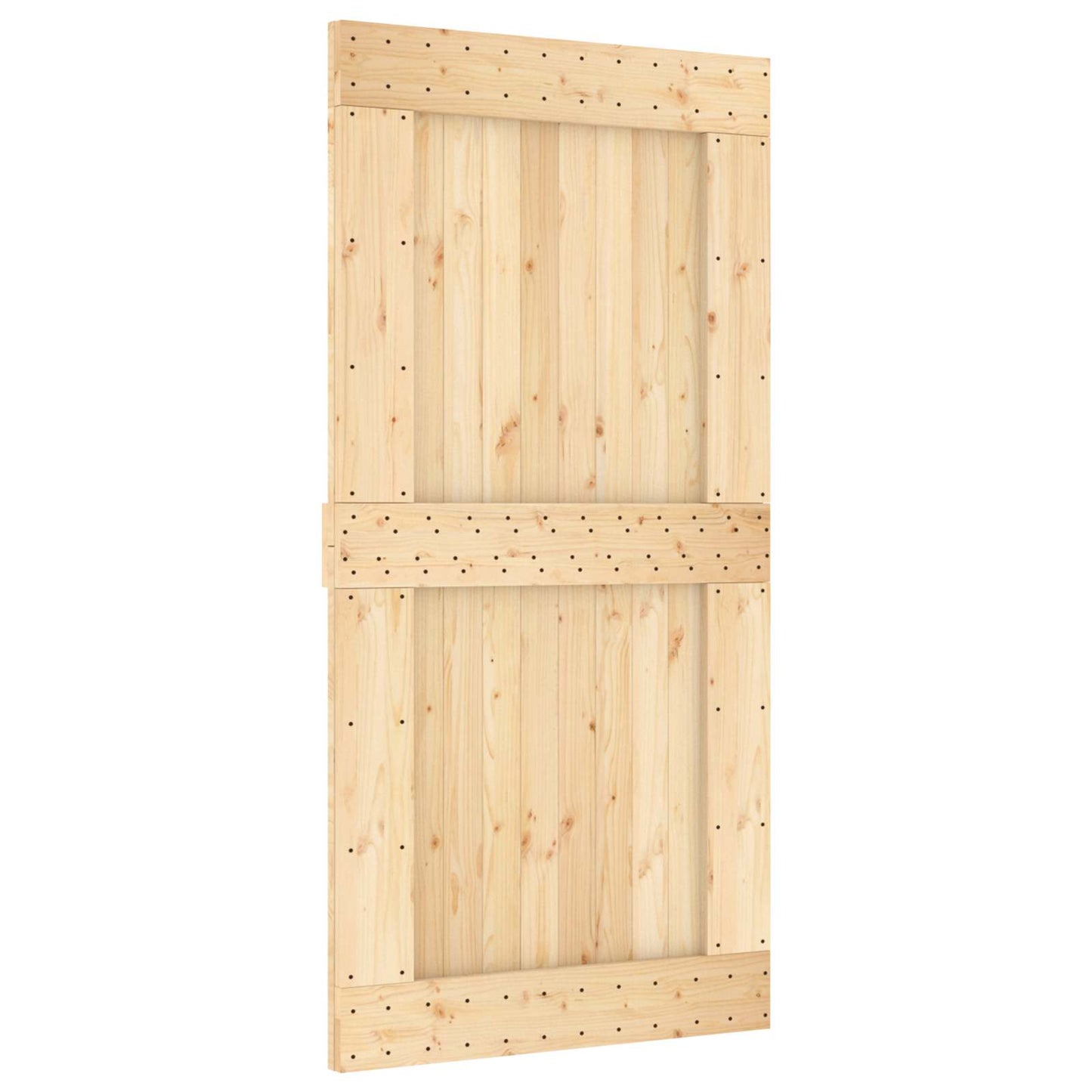 Sliding Door Natural and Black 100 x 210 cm Solid Pine Wood