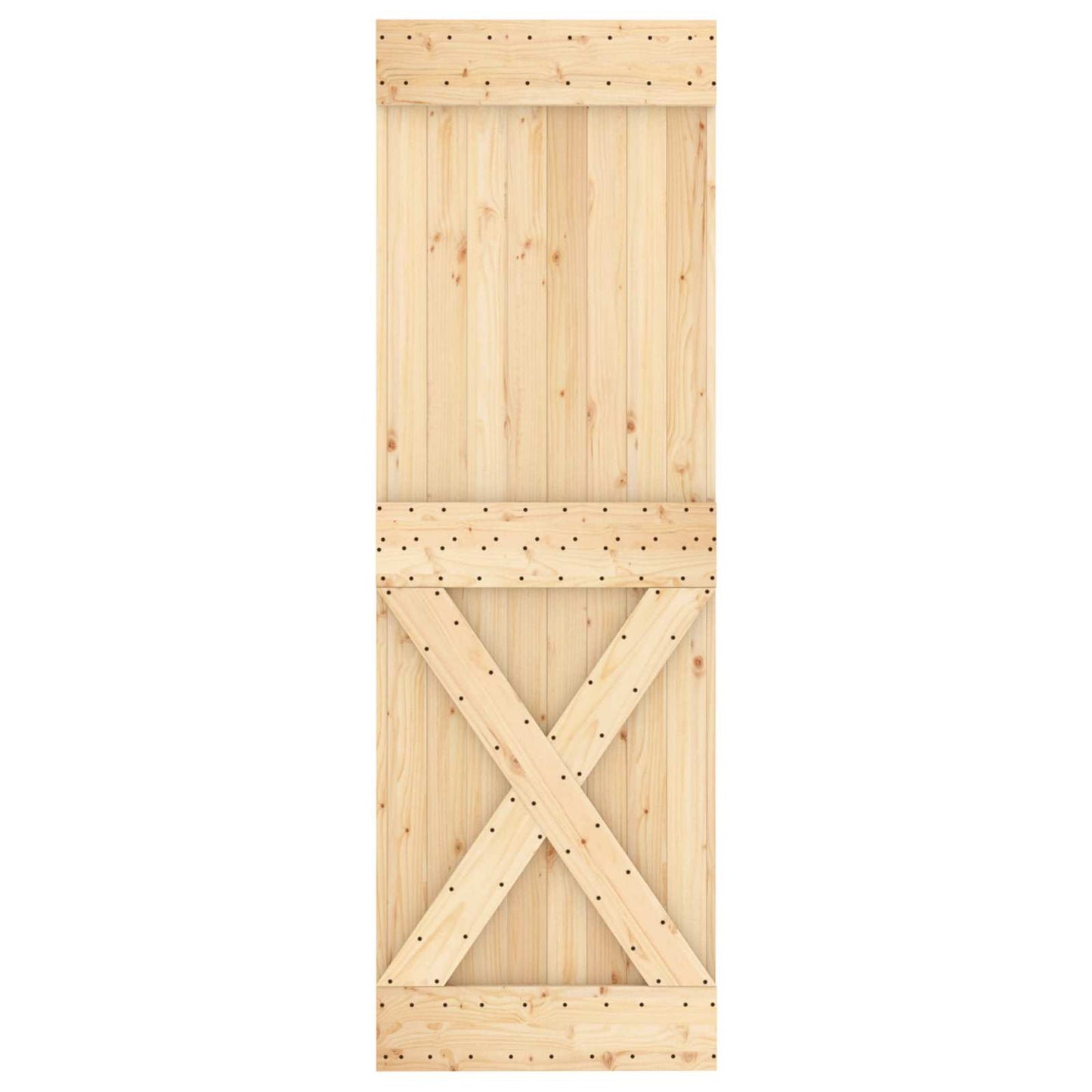 Sliding Door Natural and Black 70 x 210 cm Solid Pine Wood