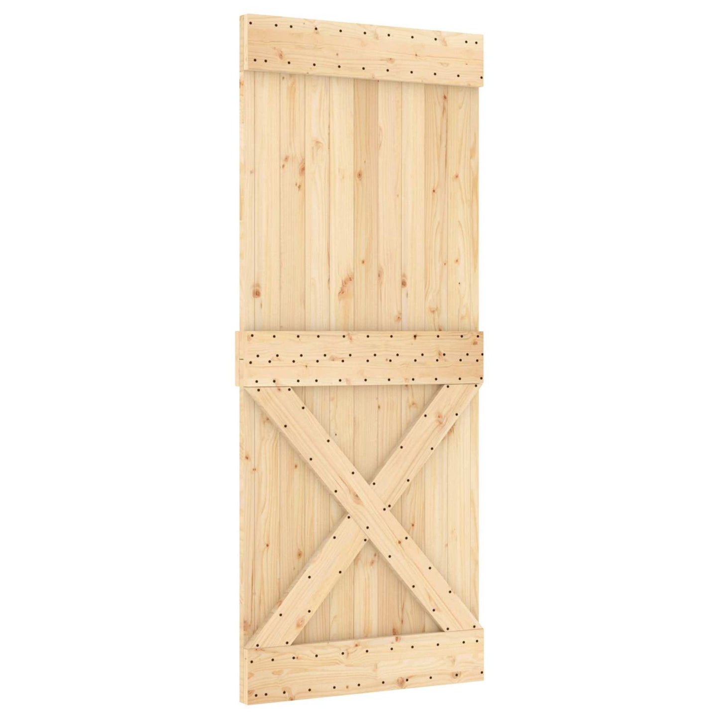 Sliding Door Natural and Black 85 x 210 cm Solid Pine Wood