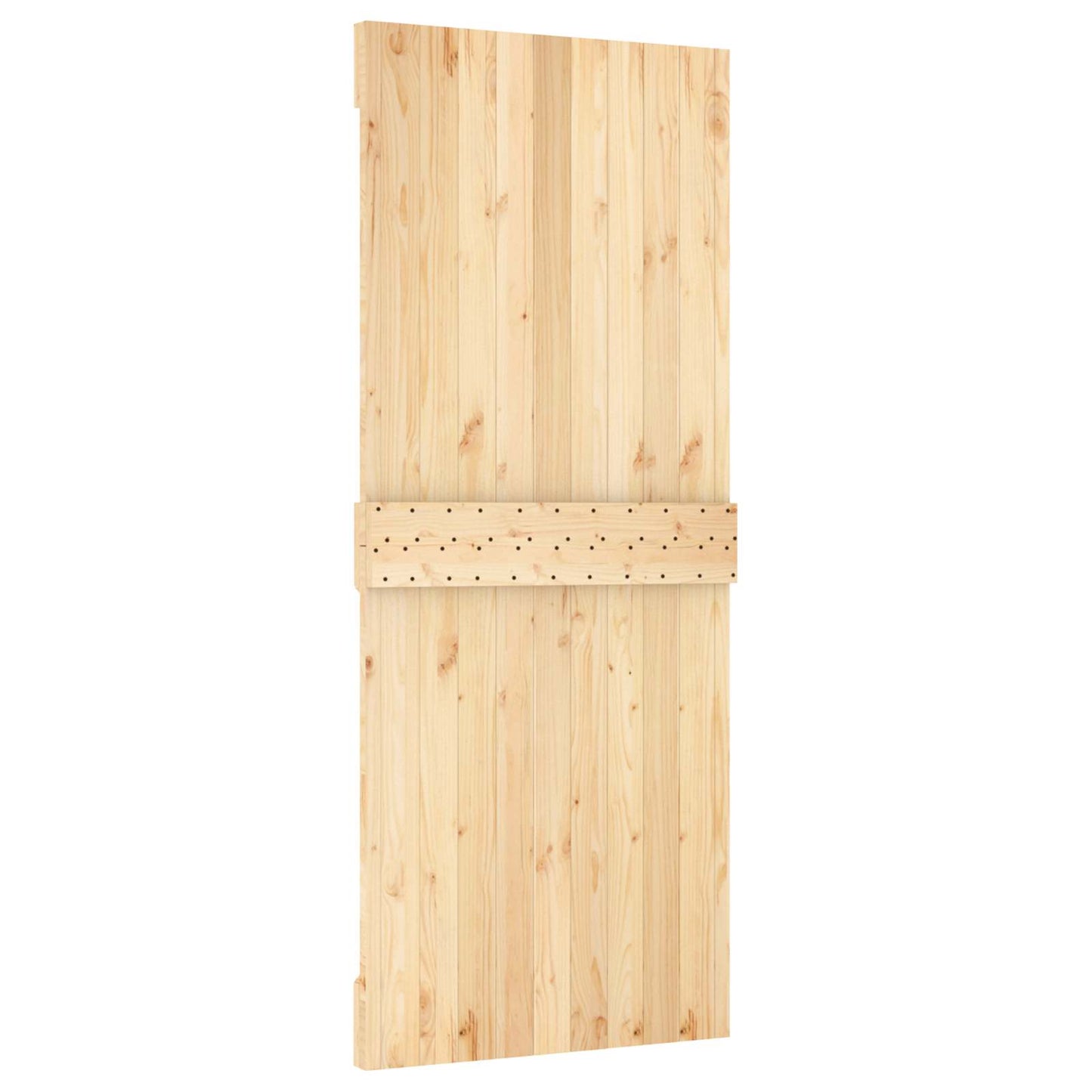 Sliding Door Natural and Black 85 x 210 cm Solid Pine Wood