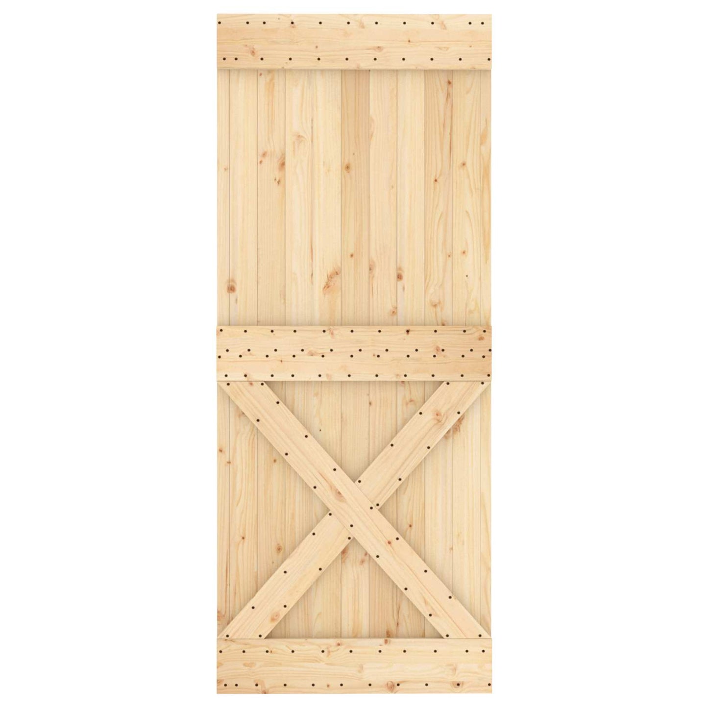 Sliding Door Natural and Black 85 x 210 cm Solid Pine Wood