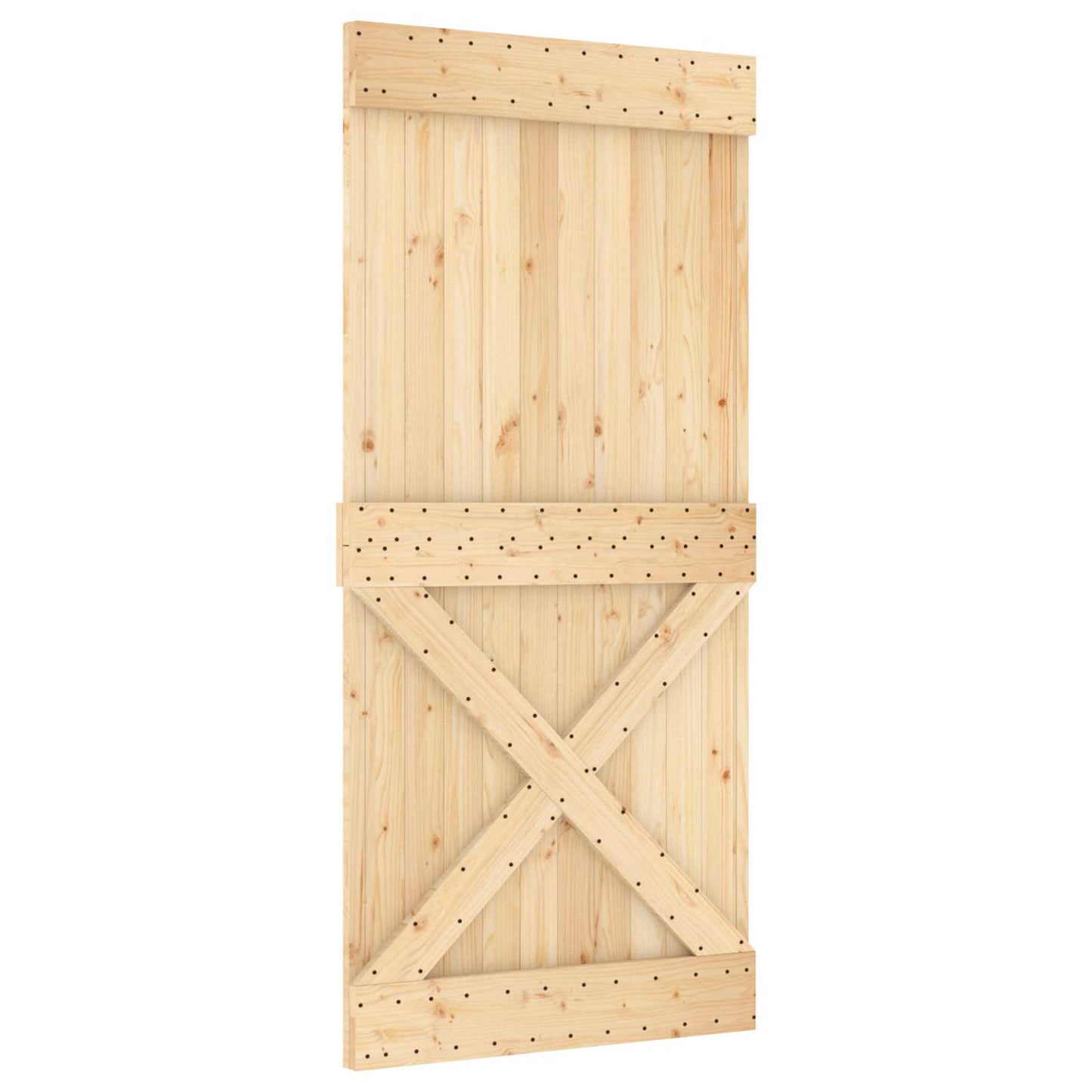 Sliding Door Natural and Black 95 x 210 cm Solid Pine Wood