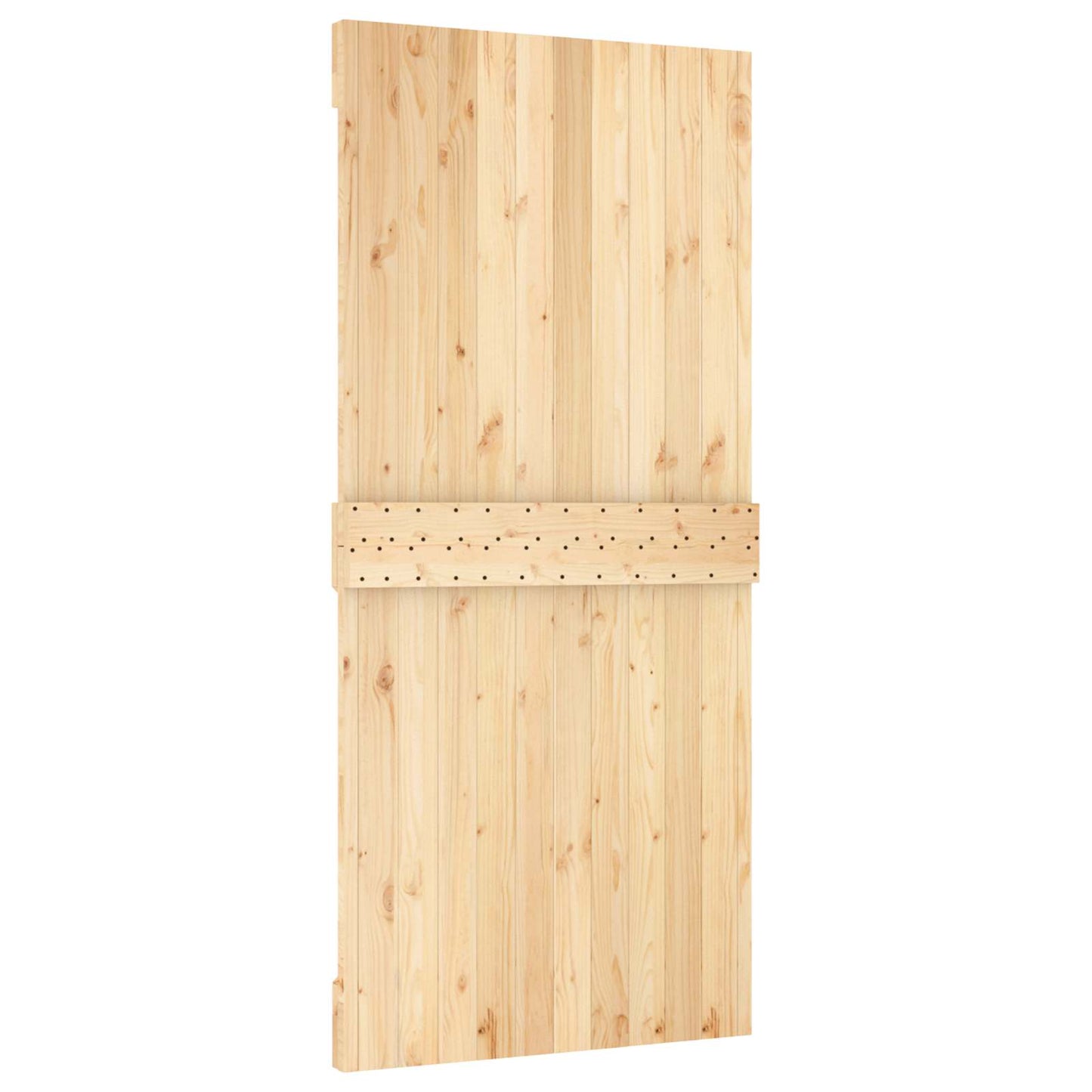 Sliding Door Natural and Black 95 x 210 cm Solid Pine Wood