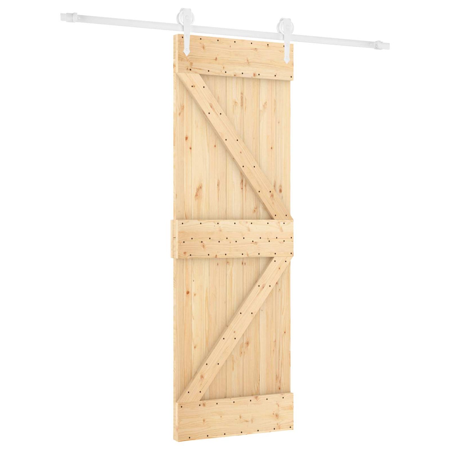 Sliding Door Natural and White 70 x 210 cm Solid Pine Wood