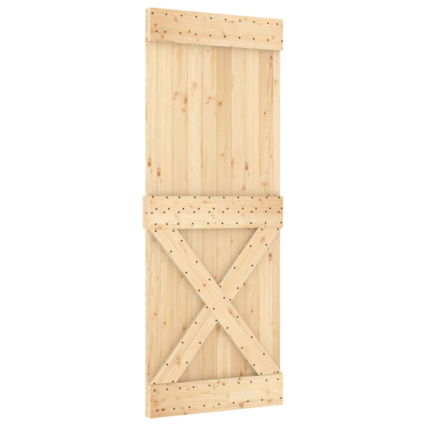 Sliding Door Natural and White 90 x 210 cm Solid Pine Wood