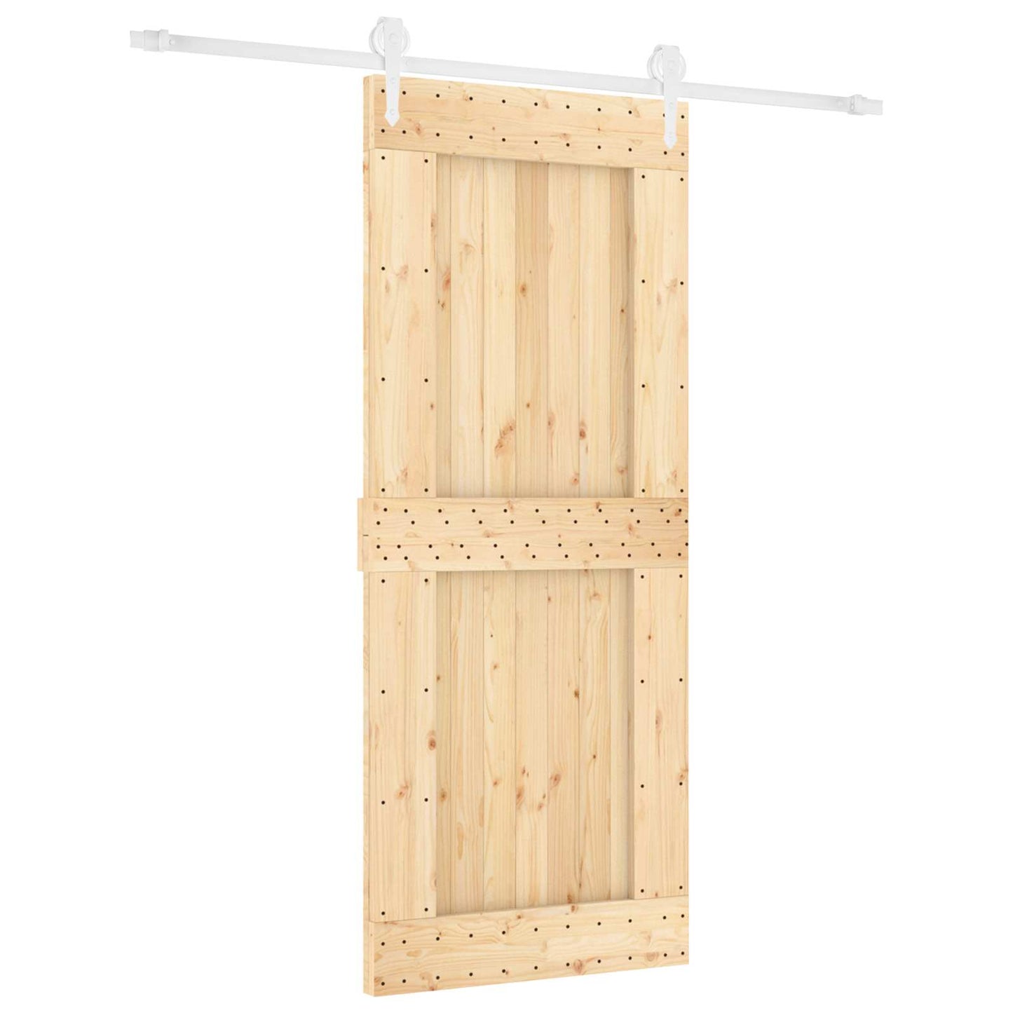 Sliding Door Natural and White 85 x 210 cm Solid Pine Wood