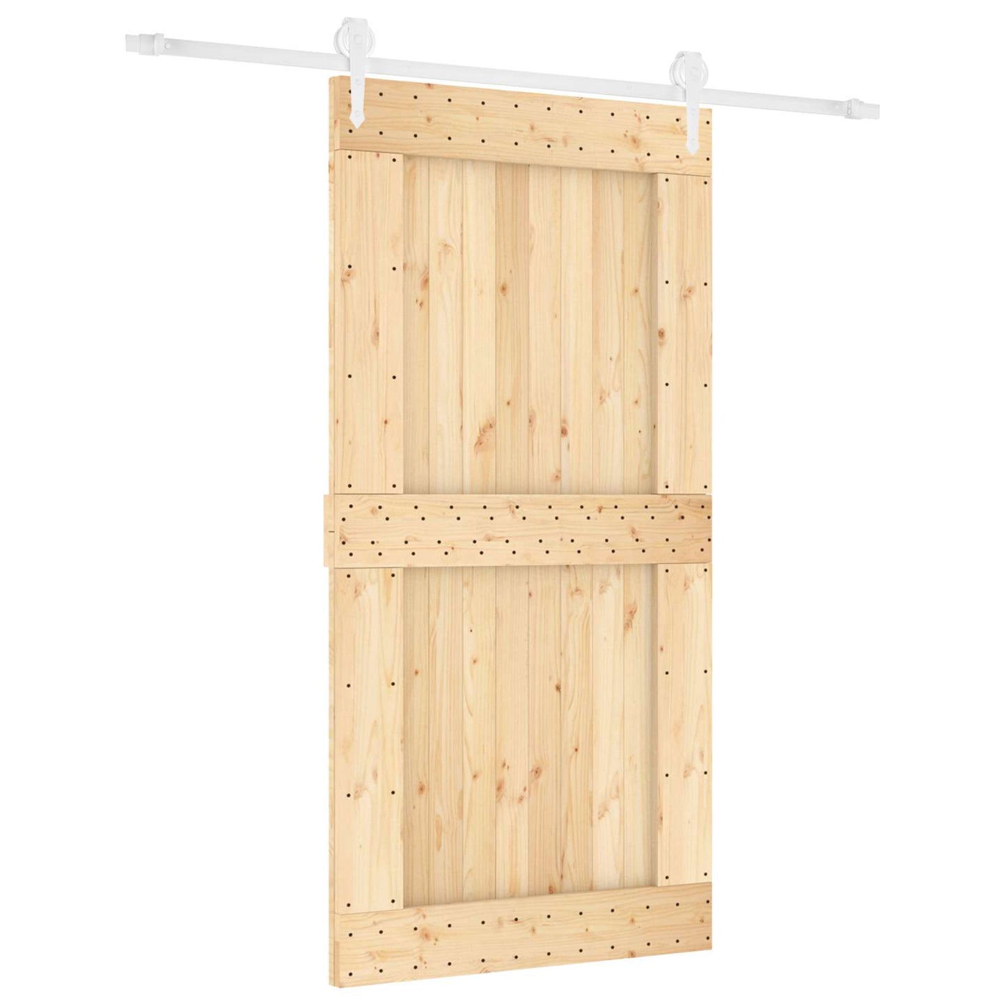 Sliding Door Natural and White 100 x 210 cm Solid Pine Wood