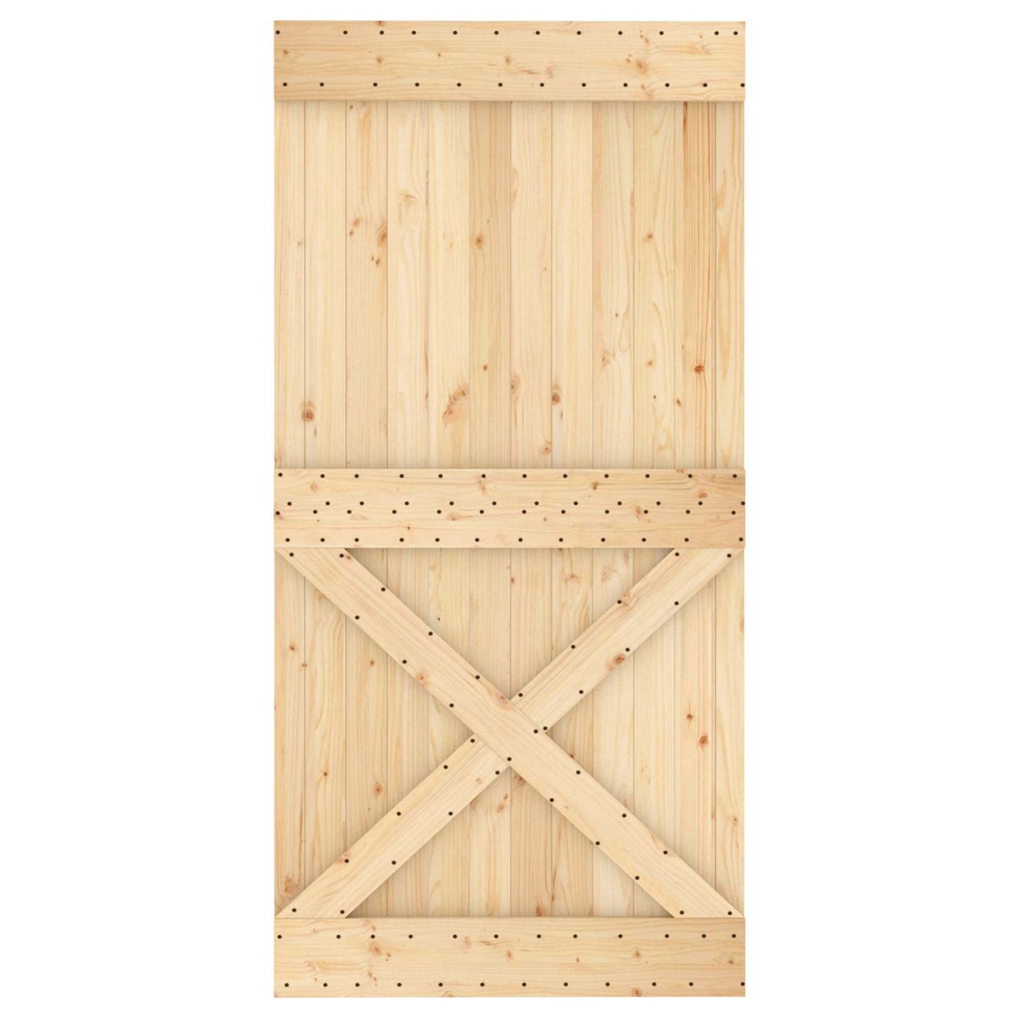 Sliding Door Natural and White 100 x 210 cm Solid Pine Wood