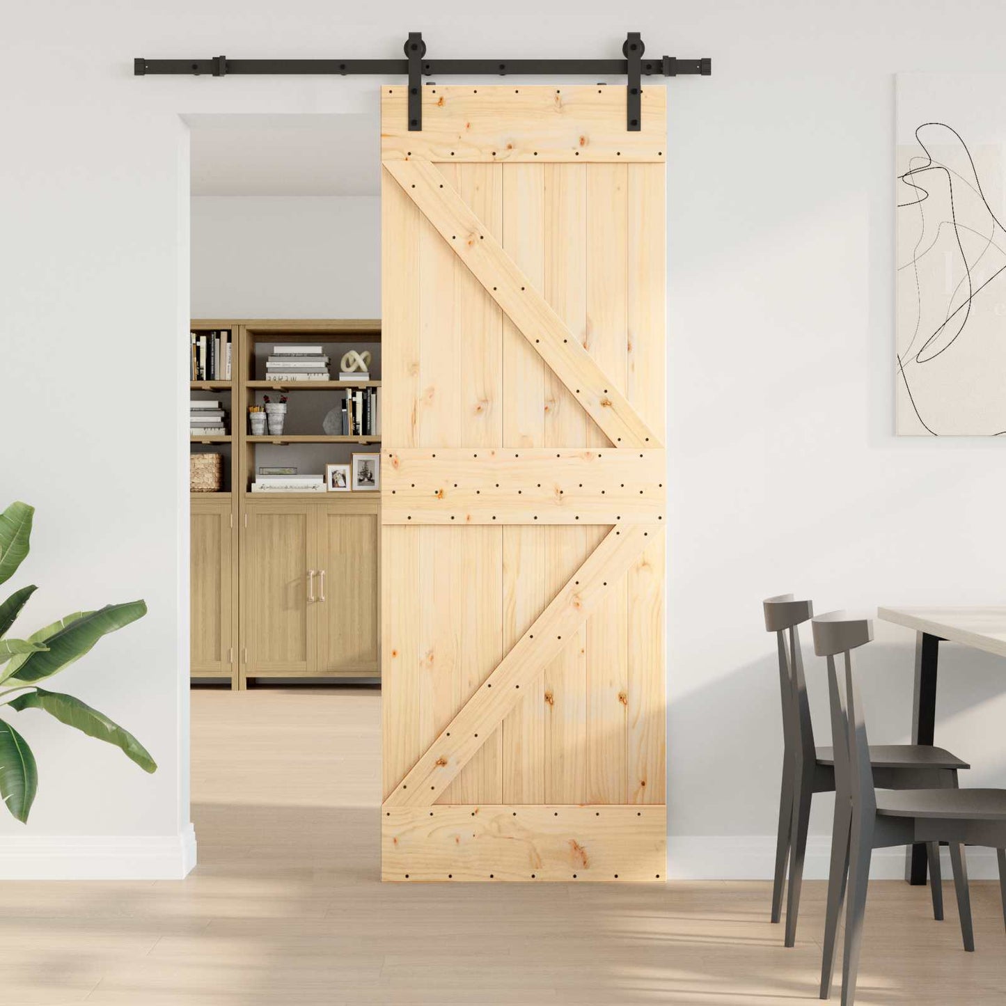 Sliding Door NARVIK Natural and Black 70 x 210 cm (152.5 cm)