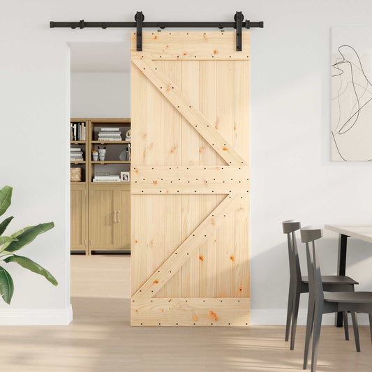 Sliding Door NARVIK Natural and Black 85 x 210 cm (152.5 cm)