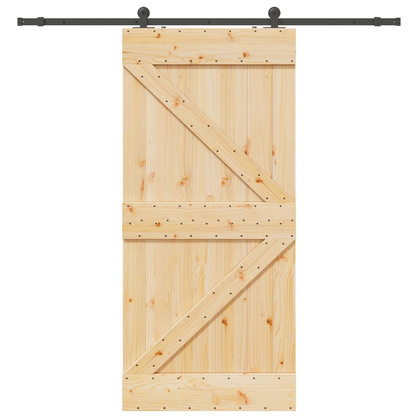 Sliding Door NARVIK Natural and Black 80 x 210 cm (213.5 cm)