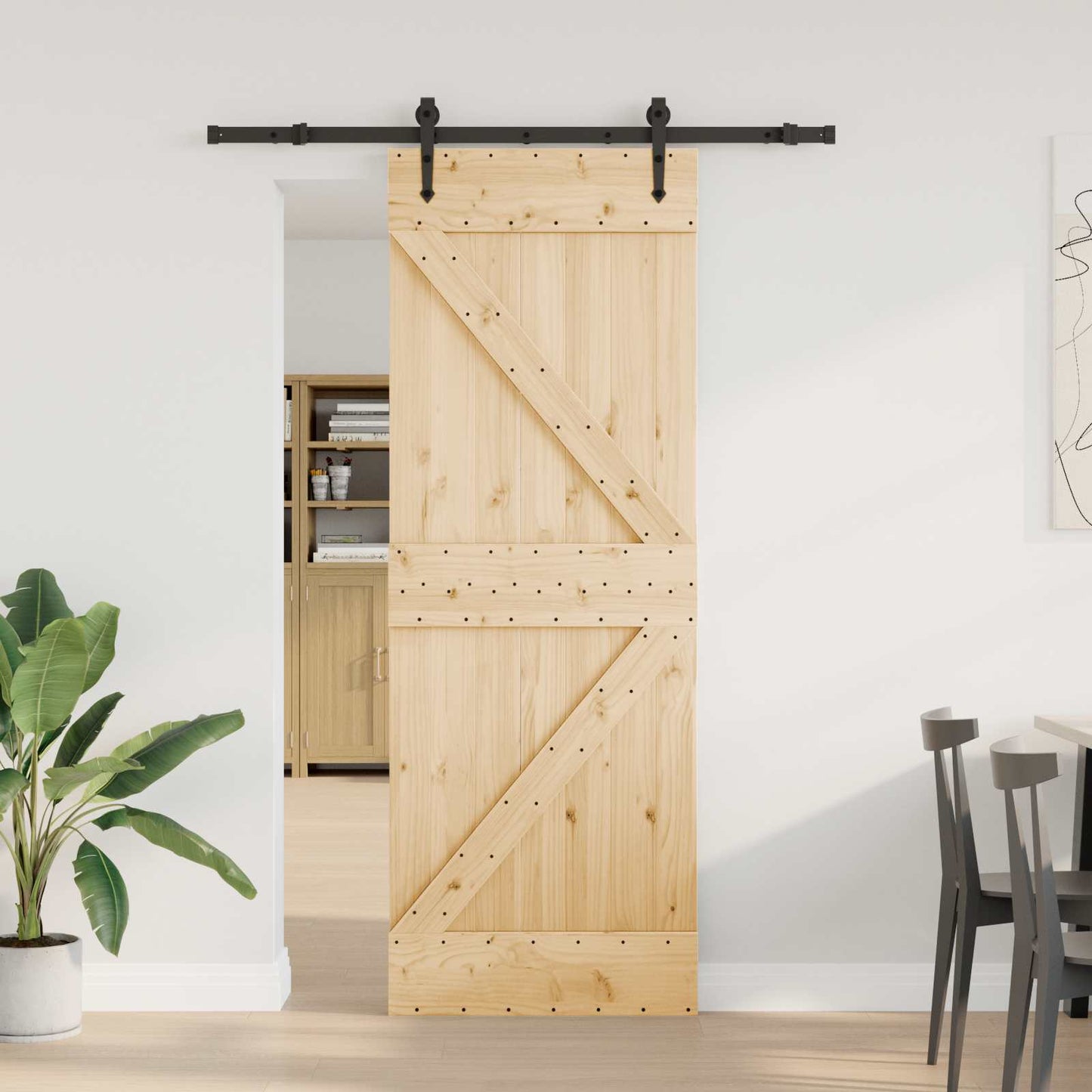 Sliding Door NARVIK Natural and Black 70 x 210 cm (152.5 cm)