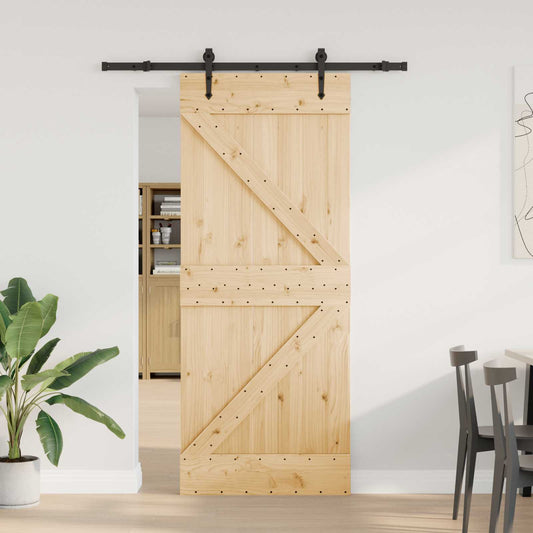 Sliding Door NARVIK Natural and Black 85 x 210 cm (152.5 cm)