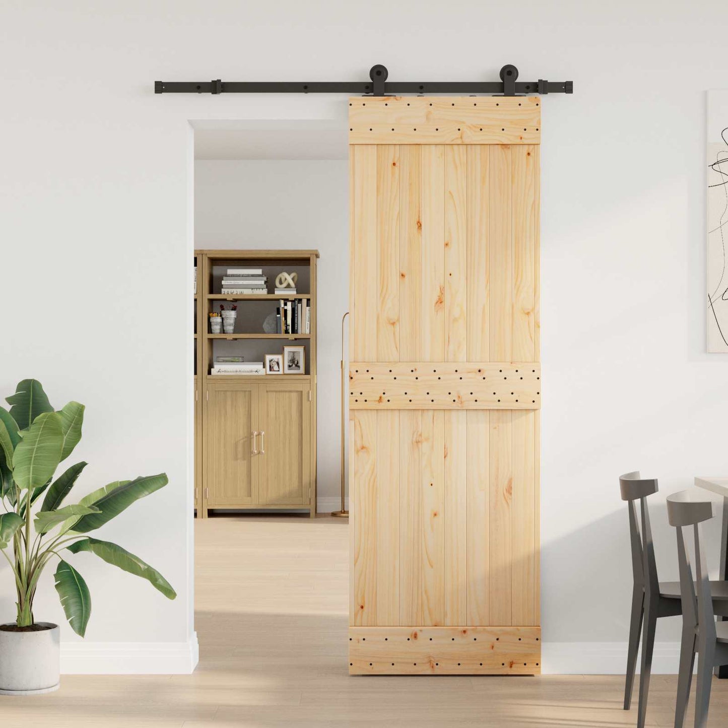 Sliding Door NARVIK Natural and Black 70 x 210 cm (152.5 cm)