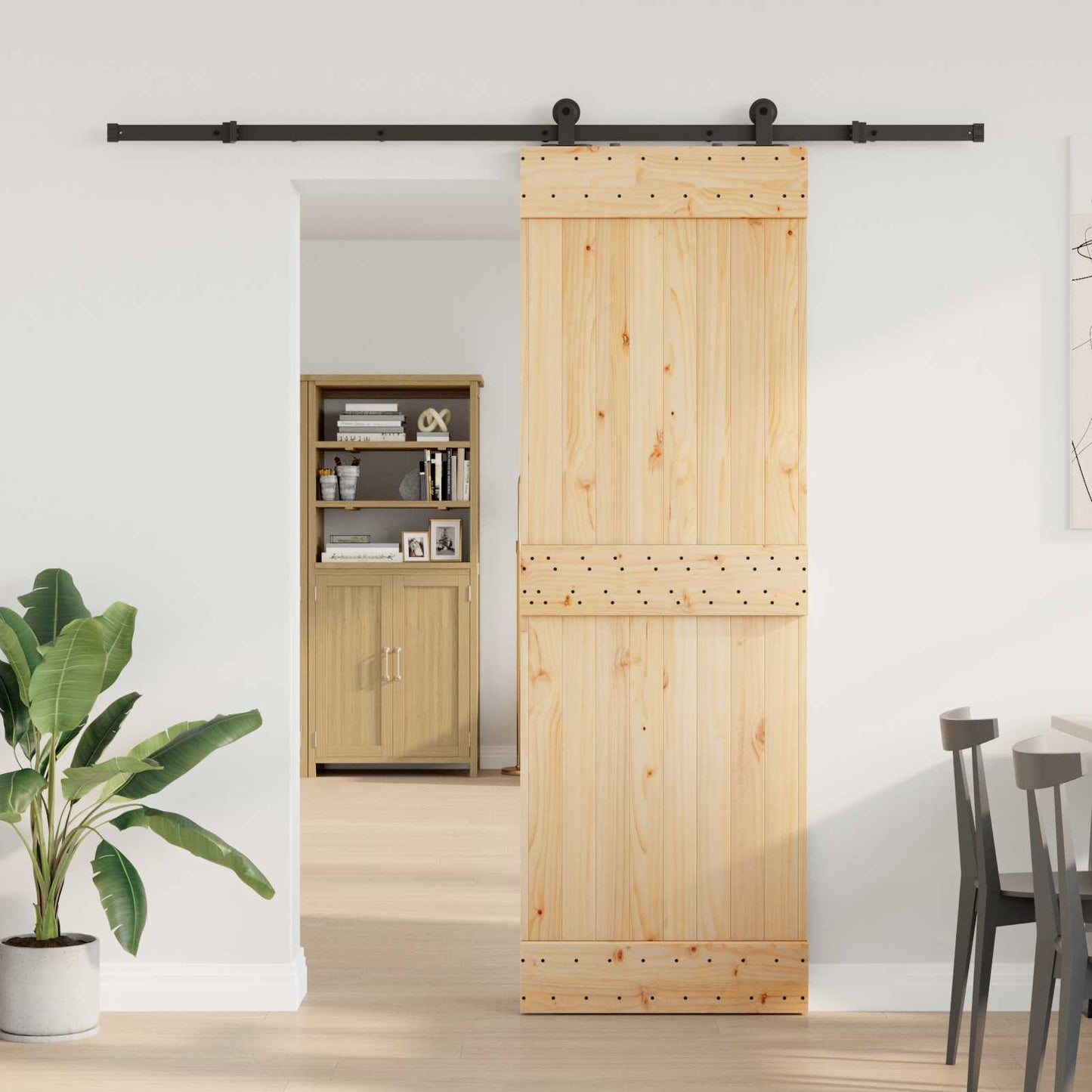 Sliding Door NARVIK Natural and Black 70 x 210 cm (213.5 cm)