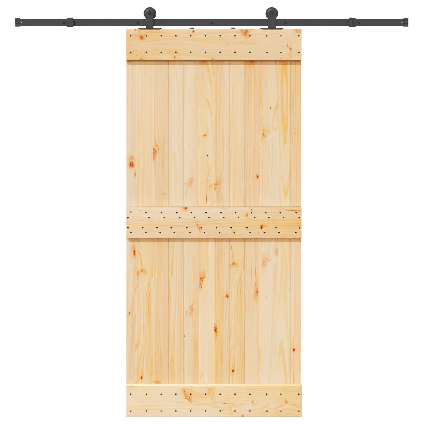Sliding Door NARVIK Natural and Black 95 x 210 cm (213.5 cm)