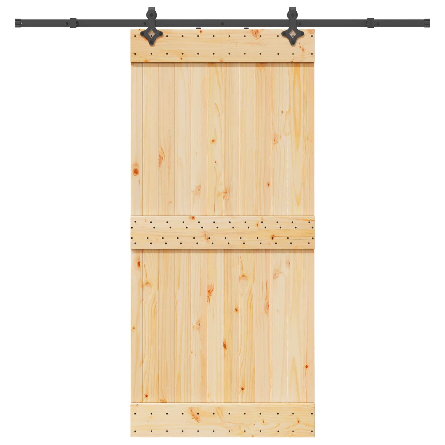 Sliding Door NARVIK Natural and Black 95 x 210 cm (213.5 cm)