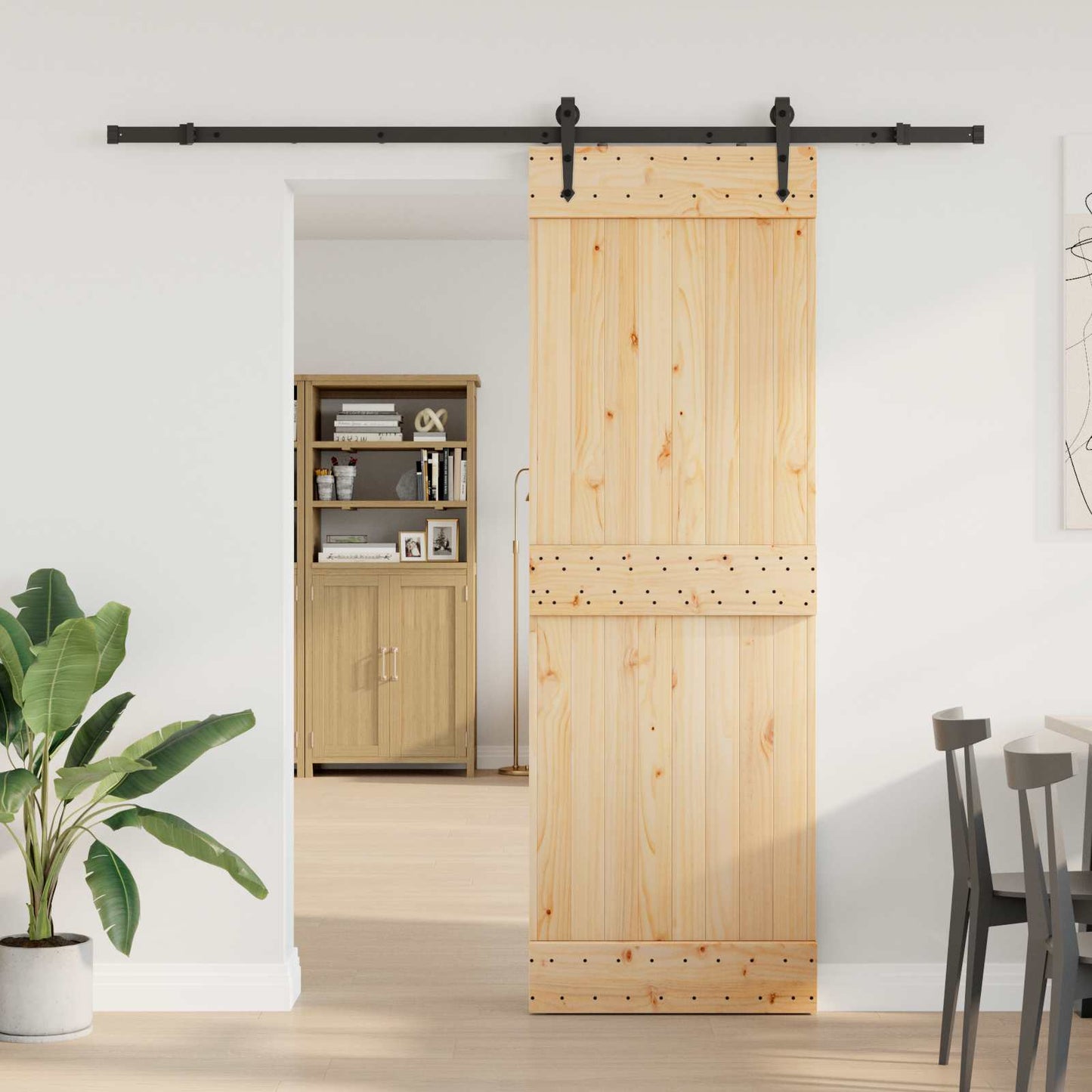 Sliding Door NARVIK Natural and Black 70 x 210 cm (213.5 cm)