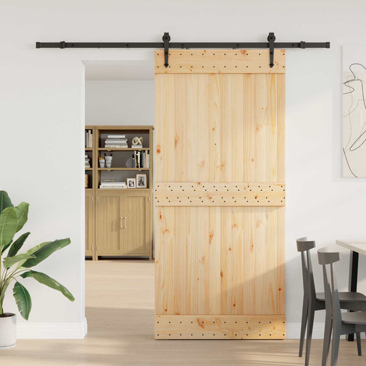 Sliding Door NARVIK Natural and Black 95 x 210 cm (213.5 cm)
