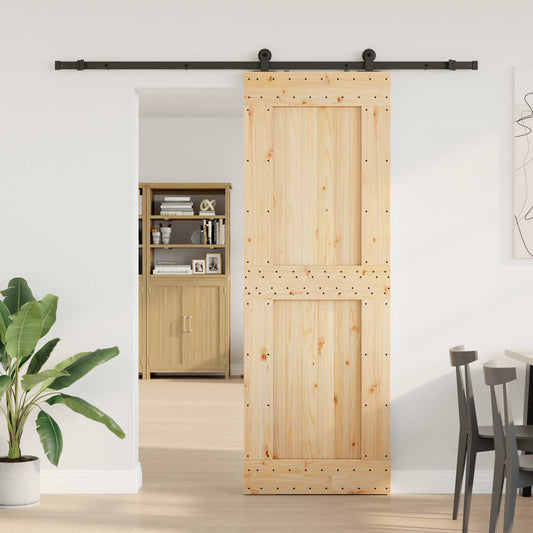 Sliding Door NARVIK Natural and Black 80 x 210 cm (213.5 cm)