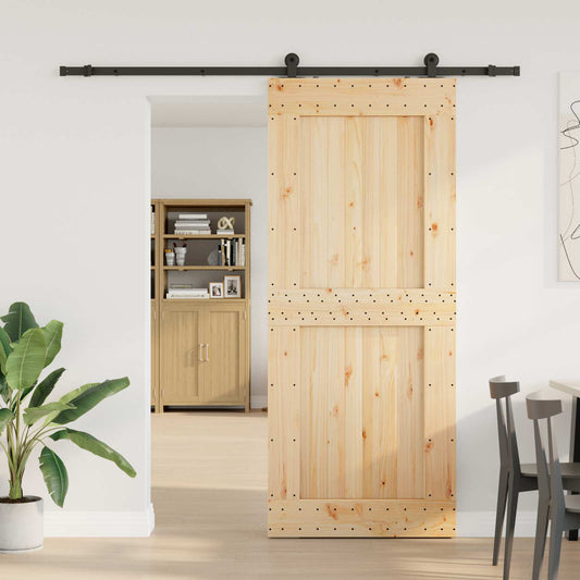 Sliding Door NARVIK Natural and Black 95 x 210 cm (213.5 cm)