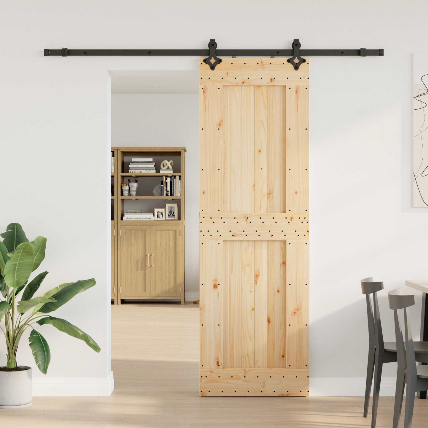 Sliding Door NARVIK Natural and Black 70 x 210 cm (213.5 cm)