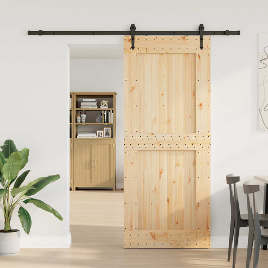 Sliding Door NARVIK Natural and Black 95 x 210 cm (213.5 cm)