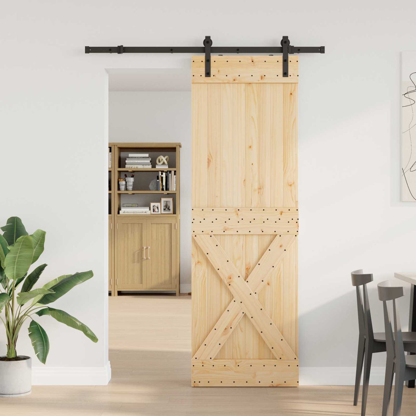 Sliding Door NARVIK Natural and Black 70 x 210 cm (152.5 cm)