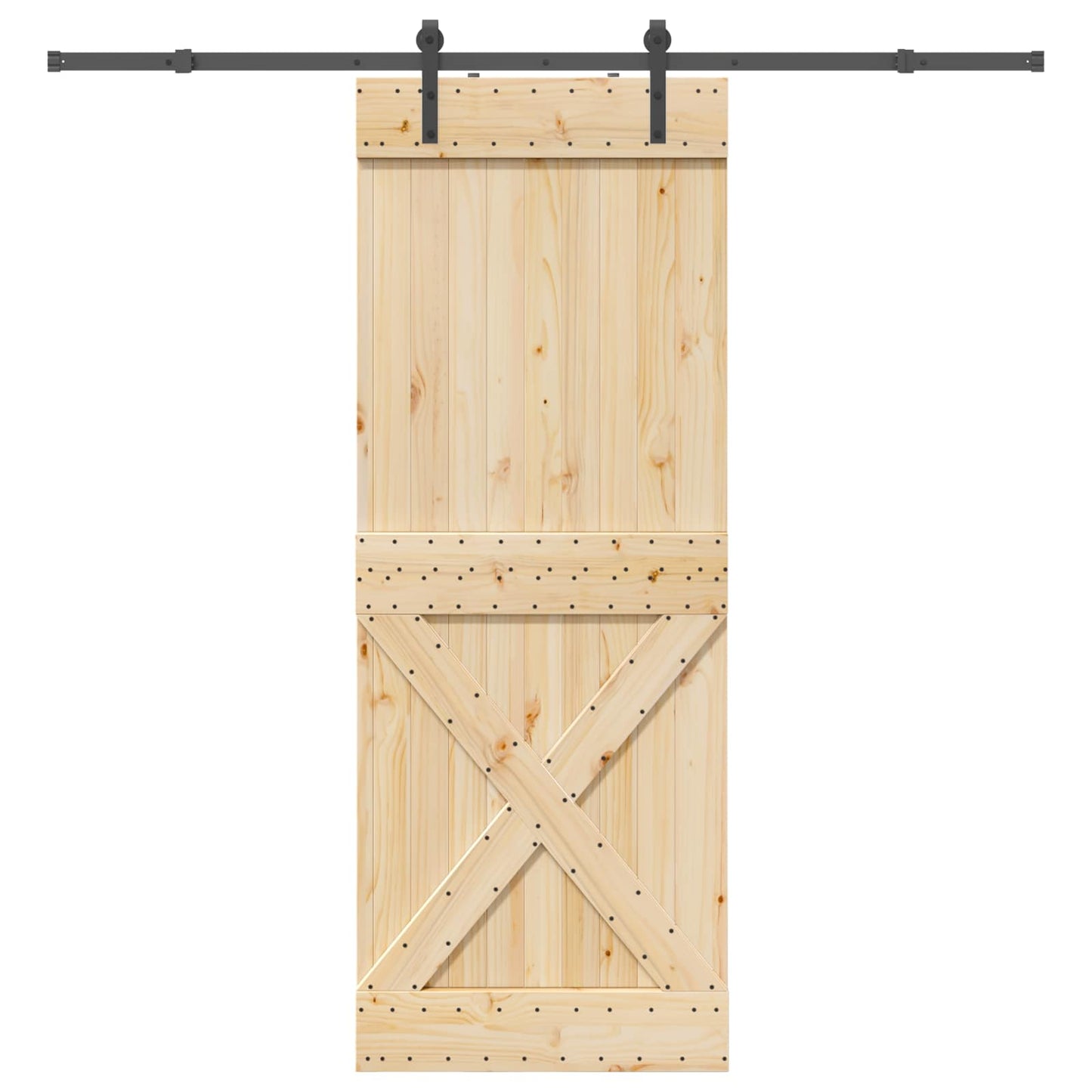 Sliding Door NARVIK Natural and Black 85 x 210 cm (213.5 cm)