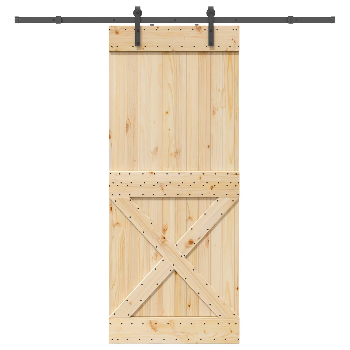 Sliding Door NARVIK Natural and Black 90 x 210 cm (213.5 cm)