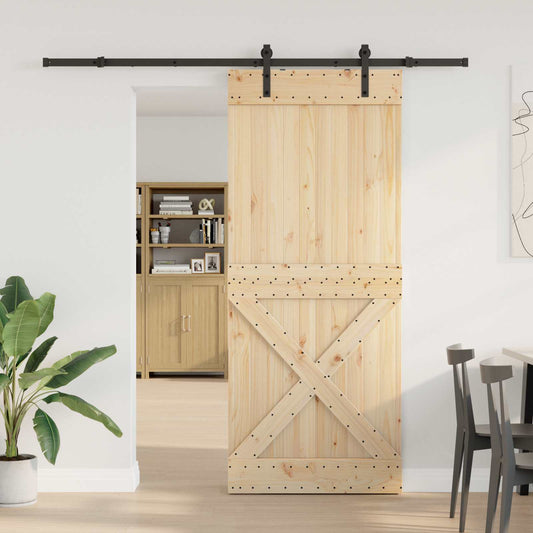 Sliding Door NARVIK Natural and Black 100 x 210 cm (213.5 cm)