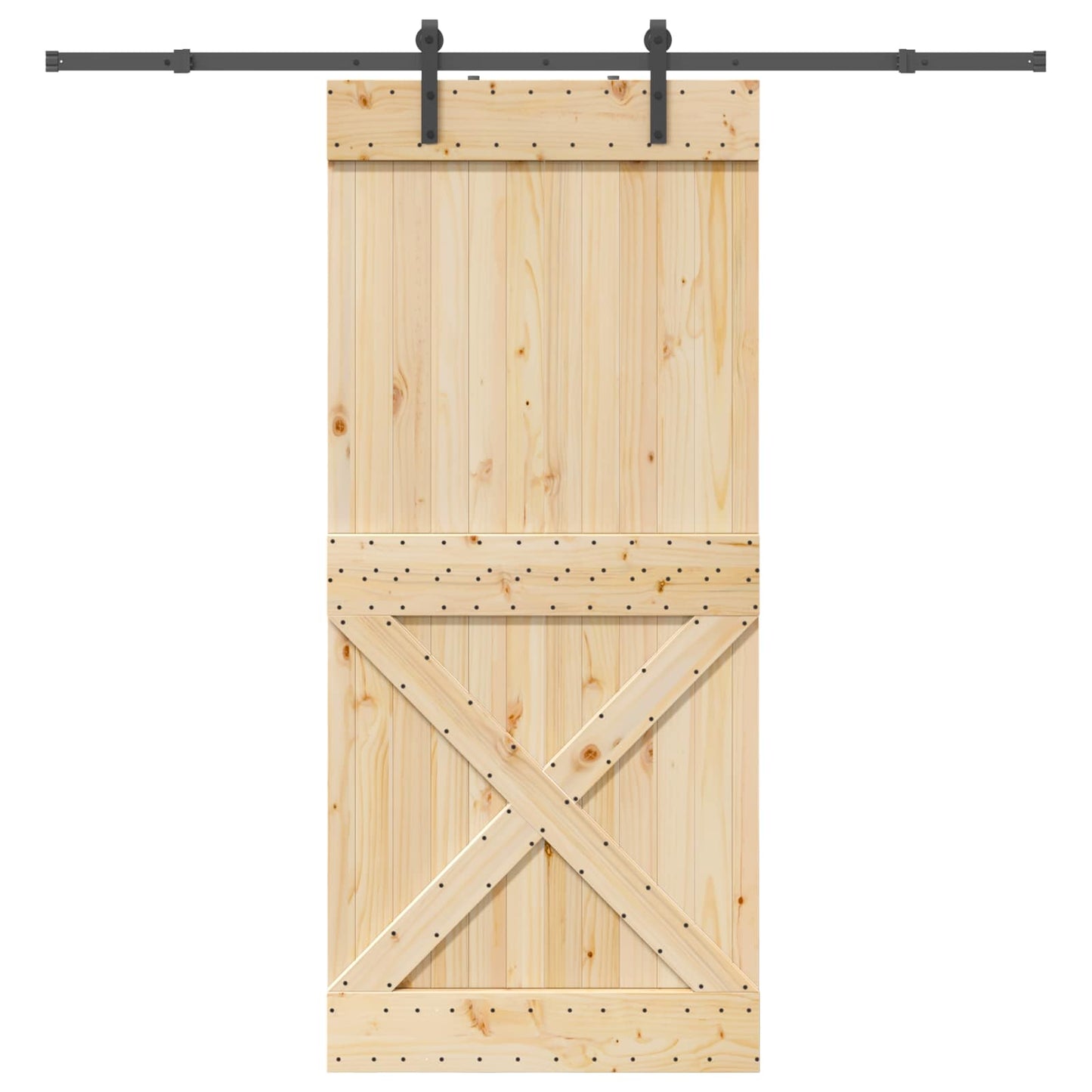 Sliding Door NARVIK Natural and Black 100 x 210 cm (213.5 cm)