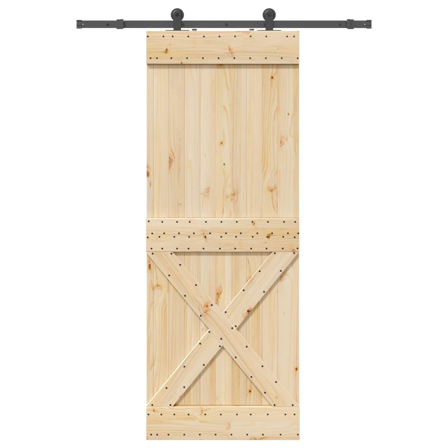 Sliding Door NARVIK Natural and Black 85 x 210 cm (152.5 cm)