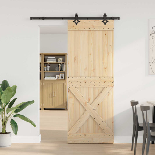 Sliding Door NARVIK Natural and Black 85 x 210 cm (152.5 cm)