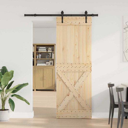 Sliding Door NARVIK Natural and Black 80 x 210 cm (152.5 cm)