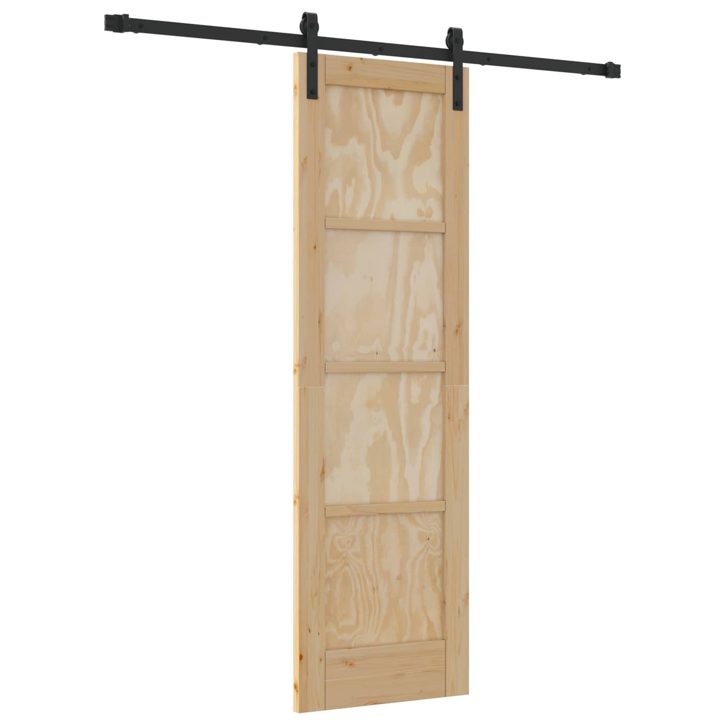 Sliding Door Natural and Black 61 x 198.5 cm Solid Pine Wood