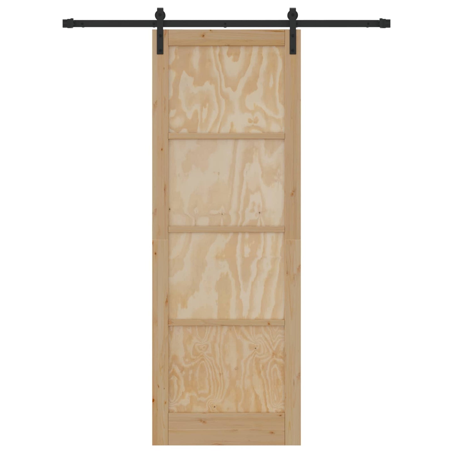 Sliding Door Natural and Black 83 x 232 cm Solid Pine Wood
