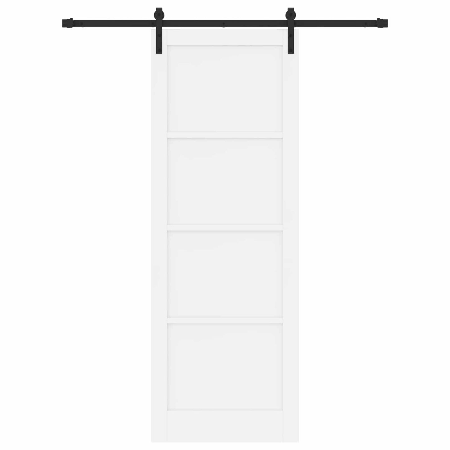 Sliding Door White and Black 83 x 232 cm Solid Pine Wood