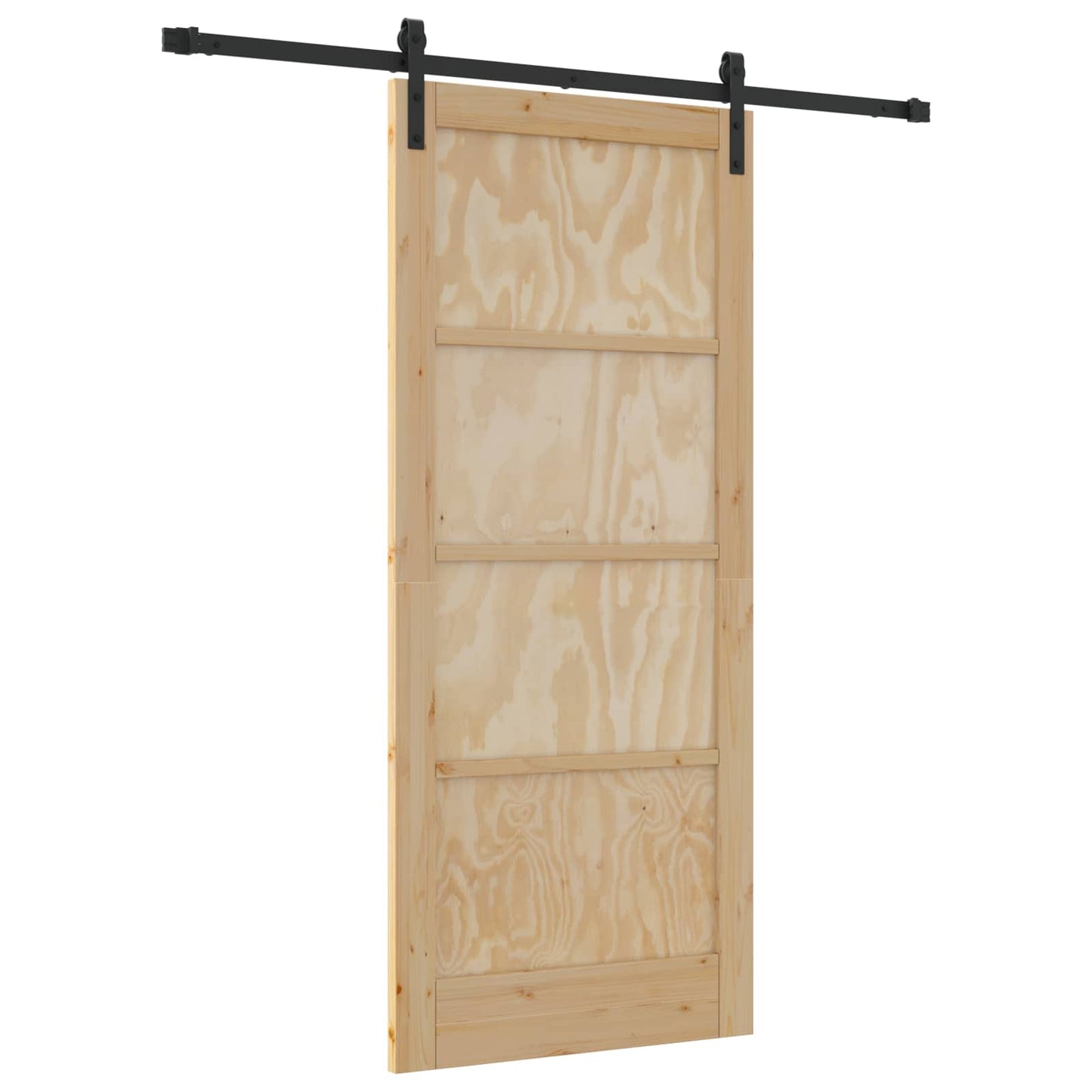 Sliding Door Natural and Black 86 x 198.5 cm Solid Pine Wood