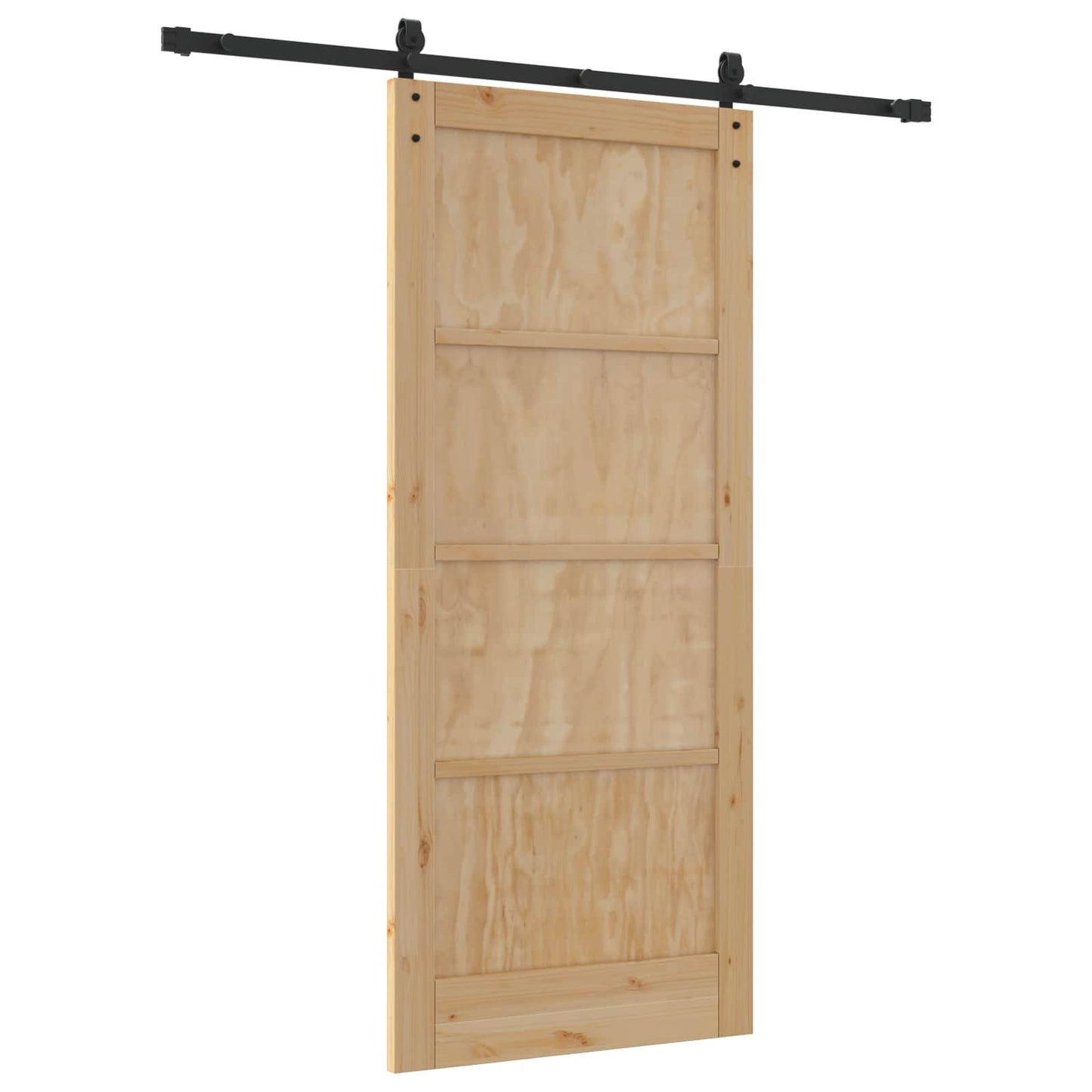 Sliding Door Natural and Black 86 x 198.5 cm Solid Pine Wood