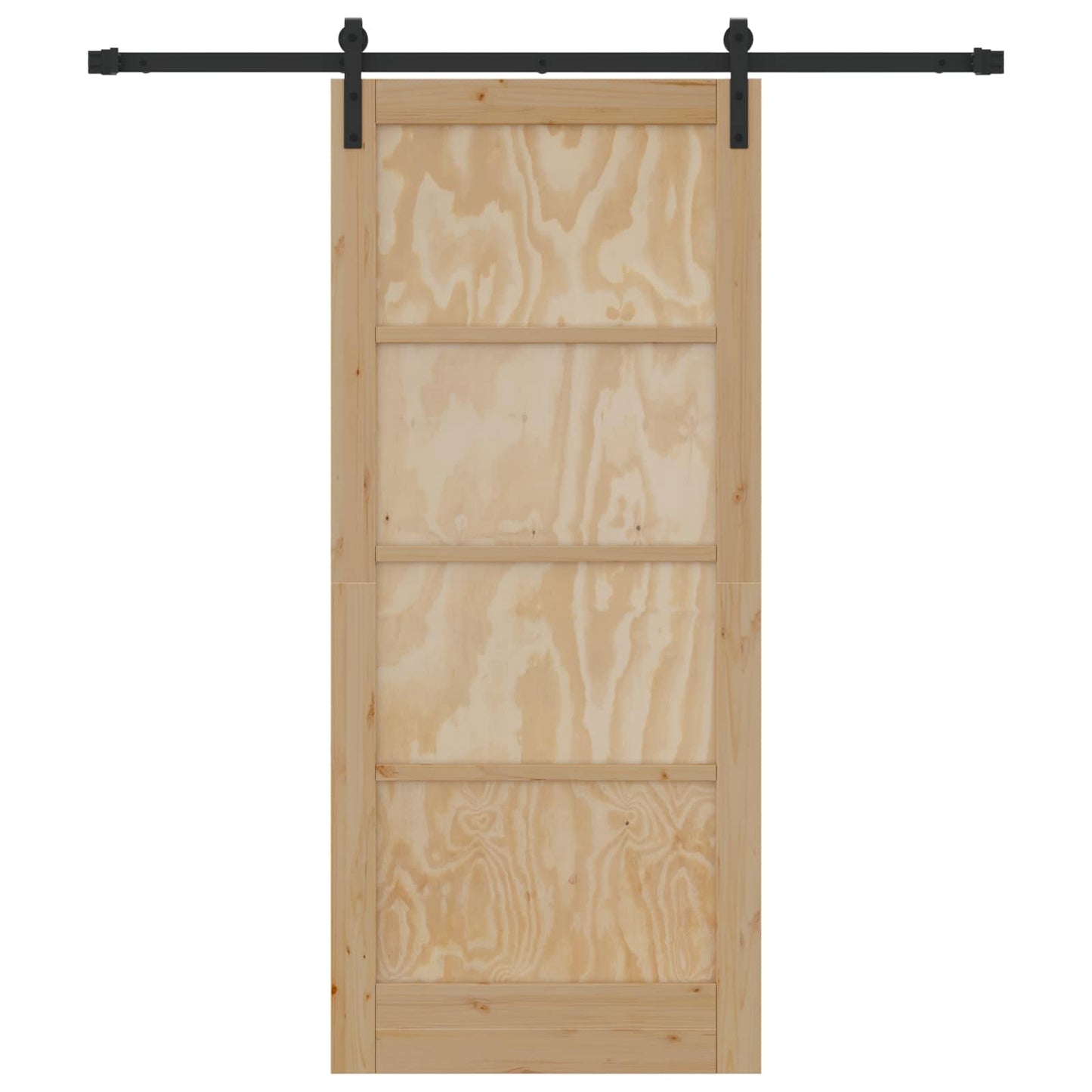 Sliding Door Natural and Black 86 x 198.5 cm Solid Pine Wood