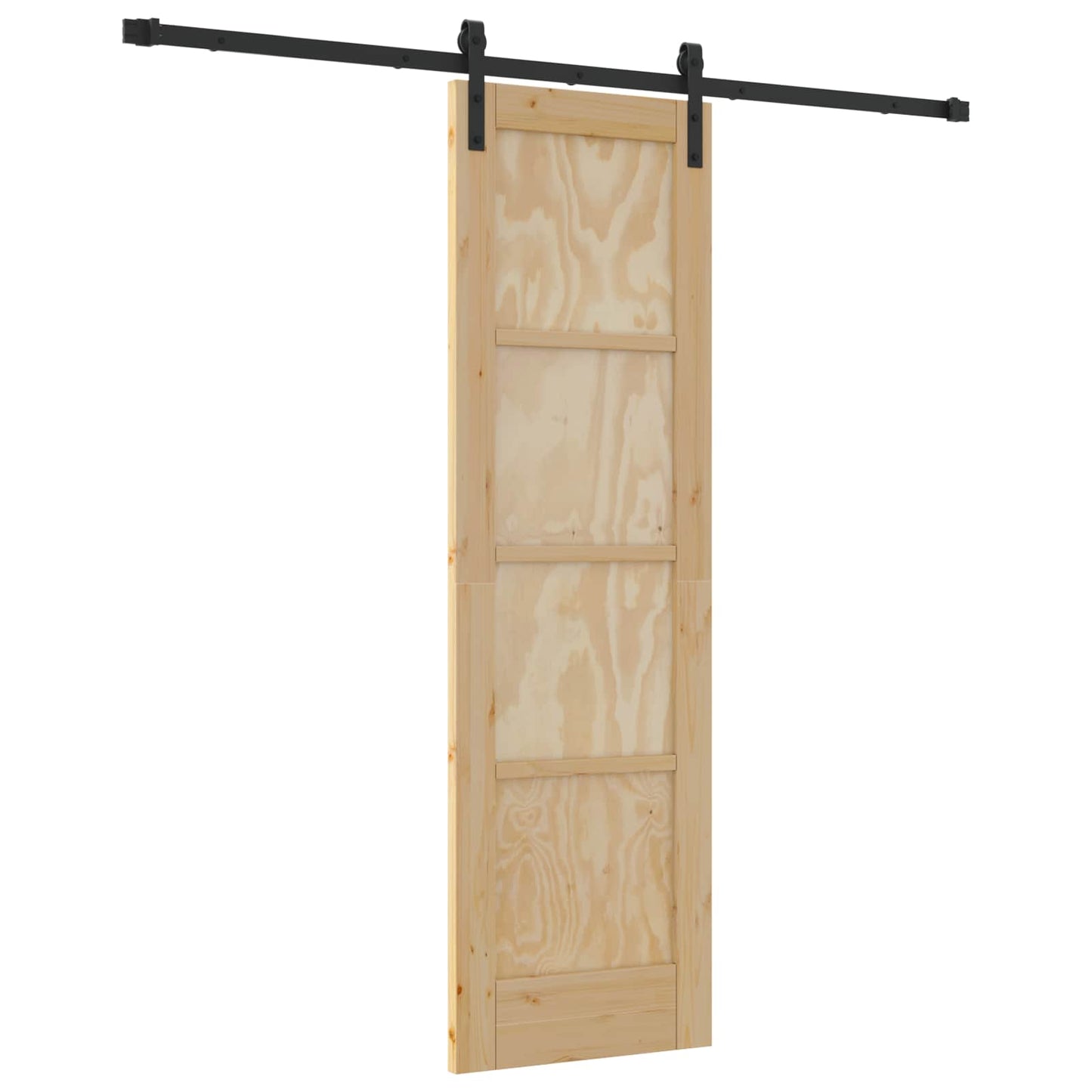 Sliding Door Natural and Black 61 x 198.5 cm Solid Pine Wood