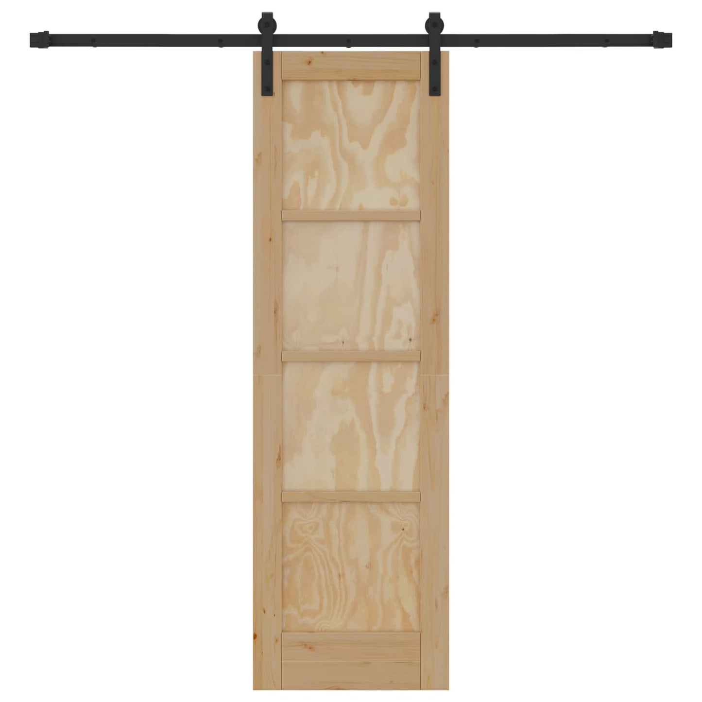 Sliding Door Natural and Black 61 x 198.5 cm Solid Pine Wood